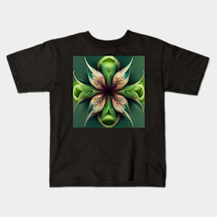 psychedelic flower&#39;s, green 03 Kids T-Shirt